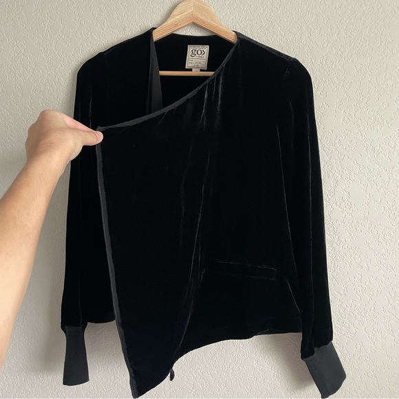 Go by Go Silk Blazer Womens Extra Small Velvet Waterfall Jacket - Picture 2 of 8